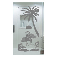Flamingos & Palm Tree Etched Vinyl Decal for Shower Doors - 24" x 52"