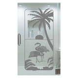 Flamingos & Palm Tree Etched Vinyl Decal for Shower Doors - 24" x 52"