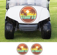 Sunset Surfboard Golf Cart Hood & Side Decal Set – Tropical Outdoor Vinyl Stickers PLM02