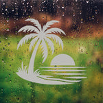 Palm Tree Sunset Etched Glass Decals for Shower Doors  Windows - Vinyl Bathroom Décor