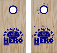Police Decals for Cornhole Boards - My Dad Is My Hero Stickers POL02