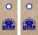 Police Decals for Cornhole Boards - My Dad Is My Hero Stickers POL02