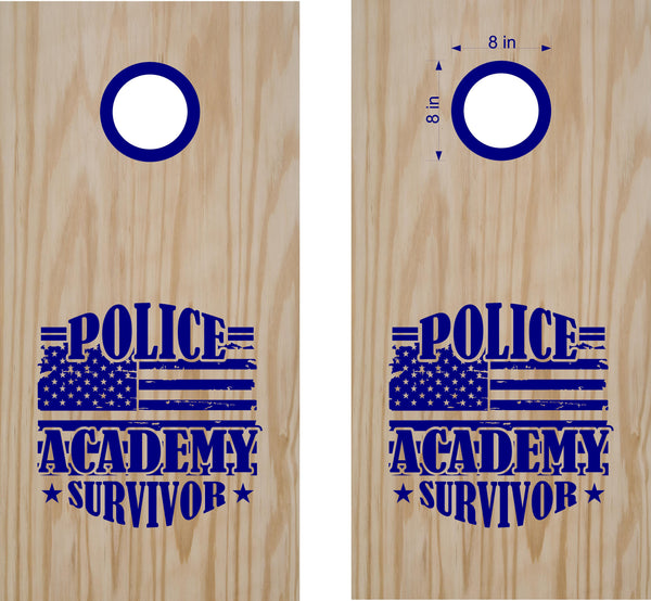 Police Academy Survivor Decals for Cornhole Boards - Stylish Stickers for Game Night