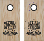 Retired Police Officer Decals for Cornhole Boards - POL05 Stickers