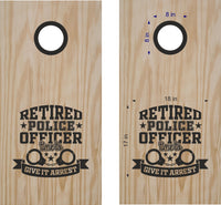 Retired Police Officer Decals for Cornhole Boards - POL05 Stickers
