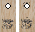 Religious Cornhole Decals - Faith Over Worry (Set of 2)