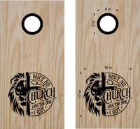 "Ain't No Church Like The One I Got" Cornhole Decals (Set of 2)