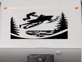 Snowmobile Jumping Scenic Vinyl Decal for RV, Camper, or Trailer - Custom Winter Sports Graphic