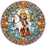 Knight Stained Glass Cling SGC120 - knight on a white horse printed stained glass window cling - Sticker Chef
