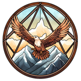 Eagle Stained Glass Cling SGC124 - eagle over mountains printed stained glass window cling - Sticker Chef
