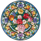 Rose Stained Glass Cling SGC108 - rose medallion printed stained glass window cling - Sticker Chef