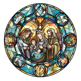 Nativity Stained Glass Cling SGC109 - Nativity scene printed stained glass window cling - Sticker Chef