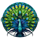 Peacock Stained Glass Cling SGC114 - peacock printed stained glass window cling - Sticker Chef