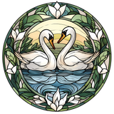 Swan Stained Glass Cling SGC115 - pair of swans printed stained glass window cling - Sticker Chef