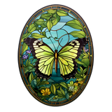 Lime Butterfly Window Cling SGC250 - lime green butterfly printed stained glass window cling - Sticker Chef