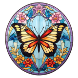 Butterfly Garden Window Cling SGC251 - butterfly garden printed stained glass window cling - Sticker Chef