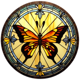 Sunburst Butterfly Window Cling SGC256 - sunburst butterfly printed stained glass window cling - Sticker Chef