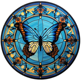 Sky Blue Butterfly Cling SGC257 - sky blue butterfly printed stained glass window cling - Sticker Chef