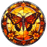 Fiery Butterfly Window Cling SGC258 - fiery butterfly printed stained glass window cling - Sticker Chef