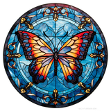 Red Butterfly Window Cling SGC260 - red butterfly printed stained glass window cling - Sticker Chef