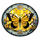 Golden Butterfly Window Cling SGC261 - golden butterfly printed stained glass window cling - Sticker Chef
