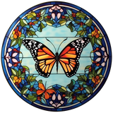 Butterfly Flower Wreath Cling SGC262 - butterfly flower wreath printed stained glass window cling - Sticker Chef