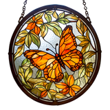 Leafy Monarch Window Cling SGC264 - leafy monarch printed stained glass window cling - Sticker Chef