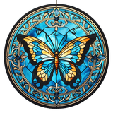 Blue Swallowtail Window Cling SGC265 - blue swallowtail printed stained glass window cling - Sticker Chef
