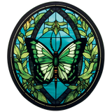 Green Butterfly Window Cling SGC266 - green butterfly printed stained glass window cling - Sticker Chef