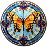 Butterfly Medallion Window Cling SGC267 - butterfly medallion printed stained glass window cling - Sticker Chef