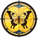 Yellow Butterfly Window Cling SGC268 - yellow butterfly printed stained glass window cling - Sticker Chef