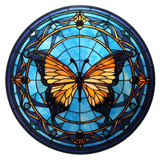 Cobalt Butterfly Window Cling SGC269 - cobalt butterfly printed stained glass window cling - Sticker Chef