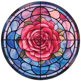 Pink Rose Window Cling SGC175 - pink rose printed stained glass window cling - Sticker Chef