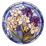 White Iris Window Cling SGC177 - white and purple irises printed stained glass window cling - Sticker Chef