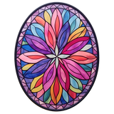 Oval Floral Mandala Cling SGC178 - floral mandala printed stained glass window cling - Sticker Chef