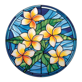 Plumeria Stained Glass Cling SGC180 - plumeria printed stained glass window cling - Sticker Chef