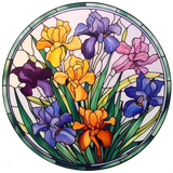 Iris Bouquet Window Cling SGC182 - iris bouquet printed stained glass window cling - Sticker Chef