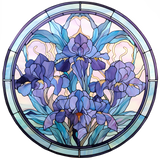 Blue Iris Window Cling SGC183 - blue irises printed stained glass window cling - Sticker Chef