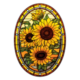 Sunflower Trio Window Cling SGC184 - three sunflowers printed stained glass window cling - Sticker Chef
