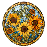 Sunflower Stained Glass Cling SGC187 - sunflowers printed stained glass window cling - Sticker Chef
