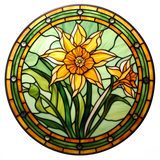 Daffodil Stained Glass Cling SGC188 - daffodil printed stained glass window cling - Sticker Chef