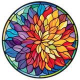 Rainbow Dahlia Window Cling SGC191 - rainbow dahlia printed stained glass window cling - Sticker Chef