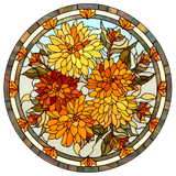 Chrysanthemum Stained Glass Cling SGC192 - chrysanthemums printed stained glass window cling - Sticker Chef