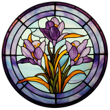 Purple Crocus Window Cling SGC195 - purple crocus printed stained glass window cling - Sticker Chef