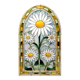 Daisy Arch Window Cling SGC196 - daisies printed stained glass window cling - Sticker Chef