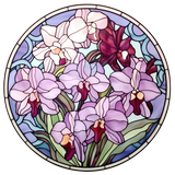 Lavender Orchid Window Cling SGC197 - lavender orchids printed stained glass window cling - Sticker Chef
