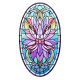Purple Lotus Window Cling SGC198 - purple lotus printed stained glass window cling - Sticker Chef