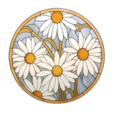 Daisy Stained Glass Cling SGC203 - daisies printed stained glass window cling - Sticker Chef