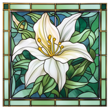 White Lily Window Cling SGC205 - white lily printed stained glass window cling - Sticker Chef