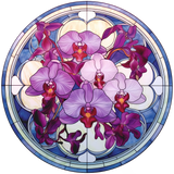 Purple Orchid Window Cling SGC211 - purple orchids printed stained glass window cling - Sticker Chef